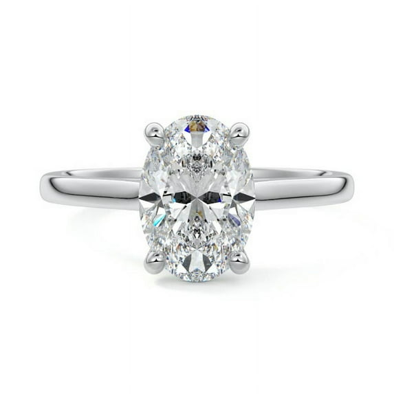 Dash Jewel 2 Ct Oval Cut White Diamond Rings for Her - Birth Stone Engagement Wedding Rings for Women's - Vintage Solitaire Proposal Rings for Herfriend - Solitaire Daily wear Rings for Her