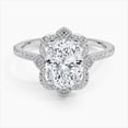 thumbnail image 1 of Dash Jewel 2 Ct Oval Excellent Cut Diamond Ring - Floral Diamond Rings for Women's - Silver 14K White Gold Over Ring - Eternity Band Diamond Rings for Women's - Milgrain Diamond Rings for Her, 1 of 6