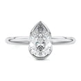thumbnail image 1 of Dash Jewel 2 Ct Pear Cut Diamond Engagement Ring - 14K White Gold Plated Rings Gifts - Half Bezel Set Silver Jewellery Ring for Women's - Simple Bridal Diamond Jewellery - Causal Office Wear Ring, 1 of 7