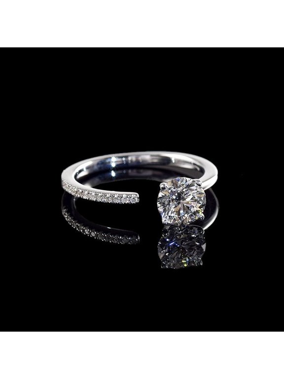 2 Ct Pear Cut VVS1/D Lab-Created Simulated Diamond Women's Ring 14K White Gold Plated Cuff Wedding Ring Simple Design