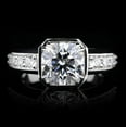 thumbnail image 1 of Dash Jewel 2 Ct Princess Cut VVS1/D Lab Created Simulated Diamond Women's Engagement Ring - 14k White Gold Plated Solitaire with Accents Wedding Ring - Handmade Design - Wedding Ring for Her, 1 of 3