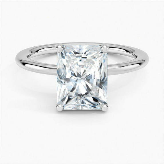 Dash Jewel 2 Ct Radiant Cut Lab Created Diamond Rings - 14K White Gold Plated Anniversary Rings for Her - Solitaire Engagement Wedding Rings for Women's - Forever Diamond Rings - Promise Gifts