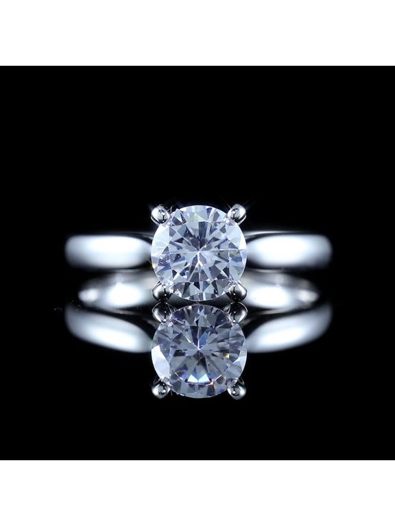 2 Ct Round Cut Lab-Created Simulated Diamond Engagement Ring 14K White Gold Plated Halo Design Wedding Ring for Women