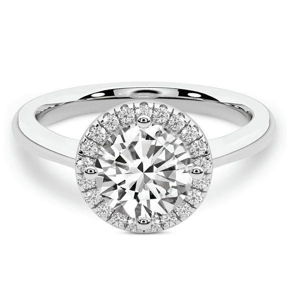 Dash Jewel 2 Ct Round Cut VVS1/D Lab Created Simulated Diamond Women's Engagement Ring - 14k White Gold Over Wedding Ring - Halo Wedding Ring - Sterling Silver Ring for Women Clearance