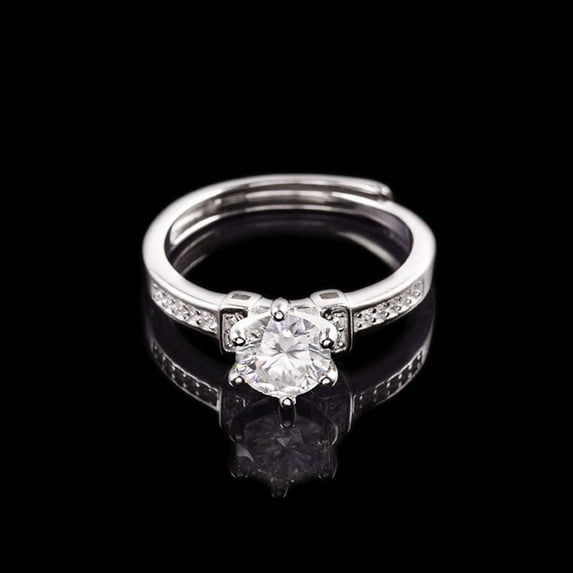 Dash Jewel 2 Ct Round Cut VVS1/D Lab Created Simulated Diamond Women's Engagement Ring - 14k White Gold Plated Solitaire with Accents Wedding Ring - A Timeless Symbol of Your Love and Commitment