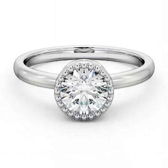 Dash Jewel 2 Ct Round Cut Vintage Style Solitaire Engagement Ring - Lab-Created Simulated Diamond in 14K White Gold Plated - Decorative Basket Design Perfect for Wedding - Daily Wear Diamond Ring