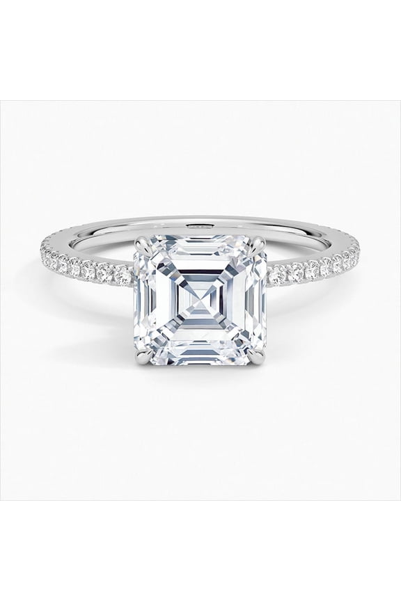 Asscher Cut 1.8 Ct Lab Created Diamond Women's Wedding Anniversary Ring - 14k White Gold Over Anniversary Ring - Anniversary Gift Clearance - Wedding Gift - Promise Gifts for her