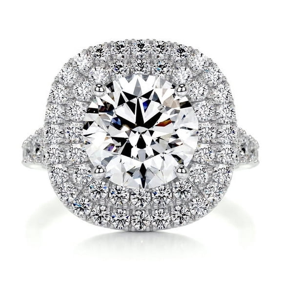 Dash Jewel Beautiful 1.7 Ct Cushion Cut Diamond Halo Bridal Set - Lab-Created Diamond Engagement Ring in 14K White Gold Plated - Elegant Women's Ring - Perfect Gift for Her on Any Special Occasion