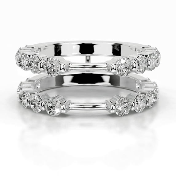 Dash Jewel Beautiful 2.3 Ct Round Cut Diamond Eternity Engagement Ring - 14K White Gold Plated Lab-Created Simulated Diamond Ring - Prong Setting - Perfect Gift for Women on Special Occasions Rings