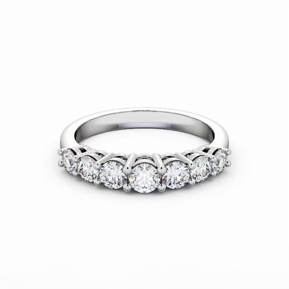 Dash Jewel Brilliant 2.6 Ct Seven Stone Round Cut Diamond Ring - Lab-Created Simulated Diamonds in 14K White Gold Plated - Wedding Proposal Rings for Sister - Casual Office Wear Ring