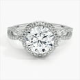thumbnail image 1 of Dash Jewel Brilliant 2 Ct Round Cut Diamond Ring - White Gold Over 14k Silver Diamond Ring - Halo Diamond Rings for Her - Infinity Twisted Cross Over Shank Engagement Rings - Eternity Band Rings, 1 of 8