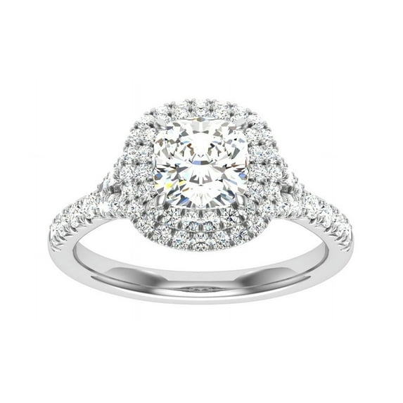 Dash Jewel Cushion Cut 1.7 Ct Lab-Created Diamond Engagement Ring - 14K White Gold Plated Solitaire Wedding Ring for Women - Refined and Timeless Design - Perfect Gift for Her on Any Occasion