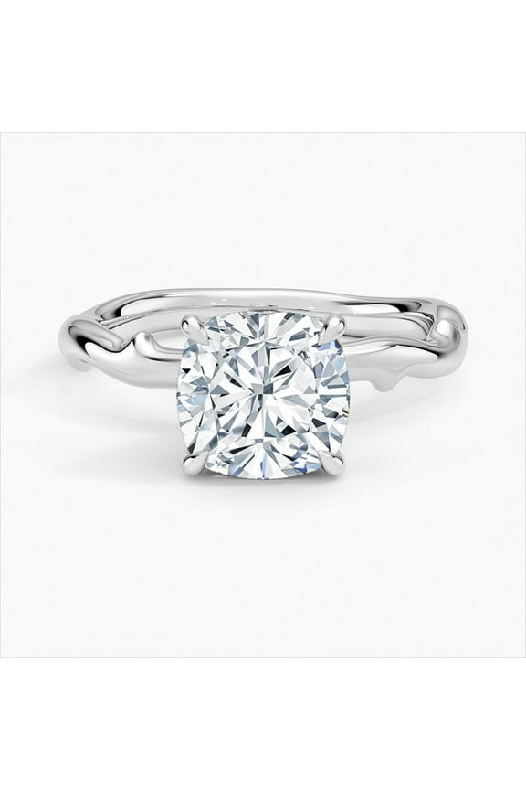 Cushion Cut Excellent 1.9 Ct Diamond Ring For Women's - Silver 14K White Gold Over Rings - Floral Diamond Rings for Women's - Solitaire Diamond Rings for Women's - Birthday Gifts