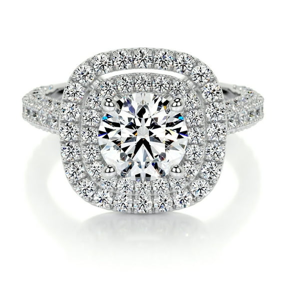 Dash Jewel Elegant 1.7 Ct Pear Cut Diamond Double Halo Wedding Ring - Lab-Created Simulated Diamond in 14K White Gold Plated - Perfect Engagement Ring for Women- Anniversary- and Unique Occasion