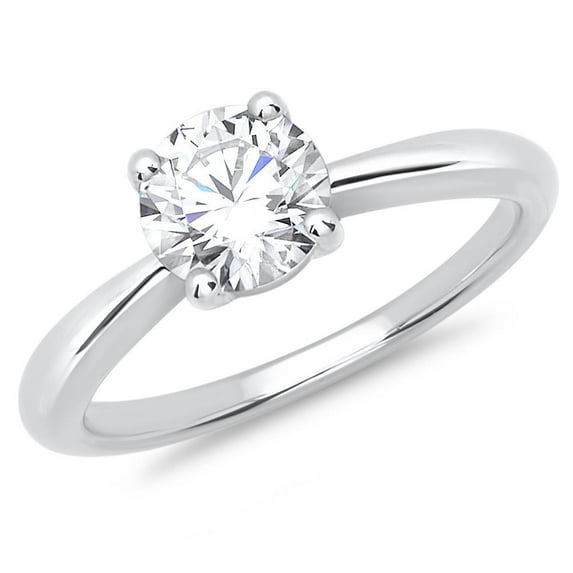 Dash Jewel Elegant 1.8 Ct Round Cut Diamond Engagement Ring - Lab-Created Simulated Diamond - 14K White Gold Plated Prong Set - Perfect for Engagements- Weddings- and Birthday Gift for Women's