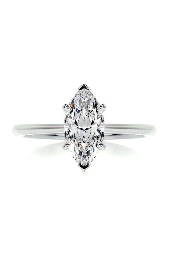 Elegant 1.9 Ct Marquise Cut Solitaire Diamond Engagement Ring for Women's - Lab-Created Simulated Diamond in 14K White Gold Plated - Perfect for Women's Birthdays and Anniversary Gift