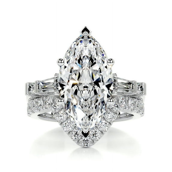 Dash Jewel Elegant 2.1 Ct Marquise Cut Diamond Ring - Lab-Created Simulated Diamond- 14K White Gold Plated Ring - Timeless Solitaire Engagement Ring for Women - Perfect for Gifting on Birthday