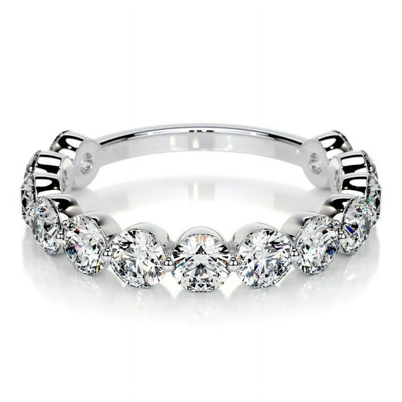 Dash Jewel Elegant 2.1 Ct Round Cut Diamond Eternity Engagement Ring - Women's Lab-Created Simulated Diamond - 14K White Gold Plated Band - Ideal for Proposals- Weddings- and Special Occasions