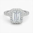 thumbnail image 1 of Dash Jewel Emerald Cut 2 Ct Lab Created Diamond Wedding Anniversary Ring - 14k White Gold Over Engagement Ring - Solitaire with Accents Ring Forever Bride - Diamond Ring For Birthday Gift, 1 of 6