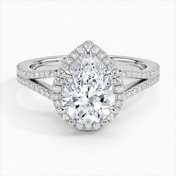 Dash Jewel Engagement Wedding 14K White Gold Over Rings for Her - 2.50 Ct Pear Cut Anniversary Rings - Proposal Rings for Women's - Wedding Jewellery For Bridesmaids Silver - Gifts for Women's