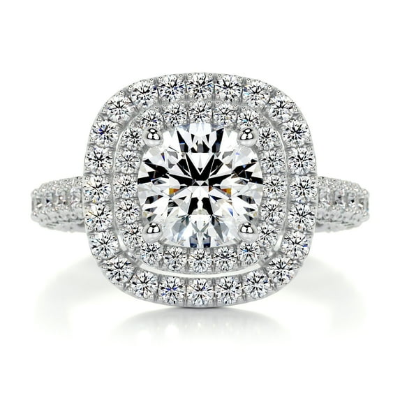 Dash Jewel Gorgeous 1.5 Ct Oval Cut Diamond Double Halo Wedding Rings - Lab-Created Simulated Diamond in 14K White Gold Plated Rings - Perfect Engagement Ring for Women & Special Occasions