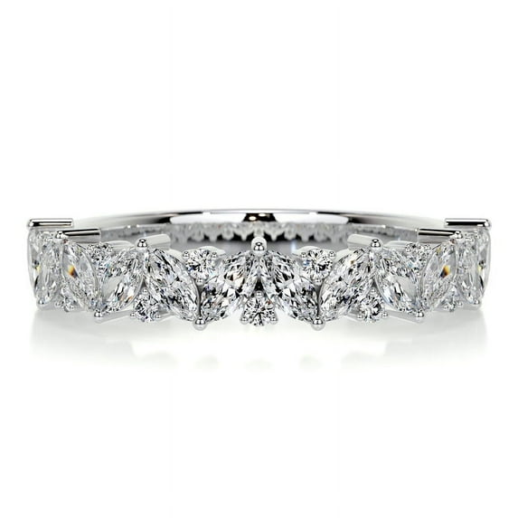 Dash Jewel Luxurious 2.4 Ct Marquise Cut Diamond Eternity Engagement Band - Lab-Created Simulated Diamond - 14K White Gold Plated Ring for Women - Perfect Gift for Engagements and Special Occasions