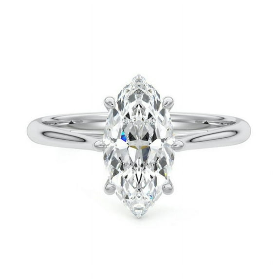 Dash Jewel Marquise Cut Excellent 2.2 Ct Diamond Rings For Women's - Silver 14K White Gold Over Rings - Simple Diamond Rings for Women's - Solo Stone Diamond Rings for Women's - Wedding Rings