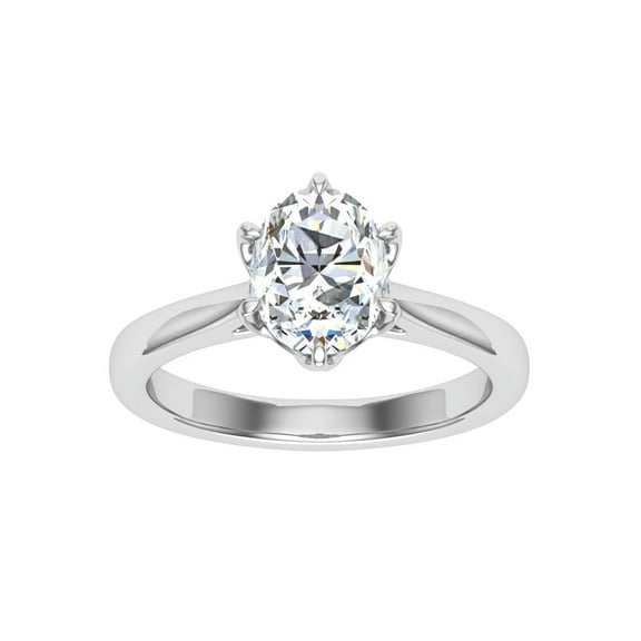 Dash Jewel Oval Cut 1.8 Ct Lab-Created Simulated Diamond Ring - 14K White Gold Plated Engagement Ring - Classic Solitaire Ring - Timeless Prong Set Wedding Ring - Beautiful Gift for Her Graduation