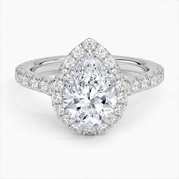 Dash Jewel Pear Cut 1.6 Ct Lab Created Simulated Diamond Wedding Ring - Stamped 14k White Gold Over Engagement Ring - Diamond Wedding Anniversary Gifts Wife - Forever Diamond Ring for Women's