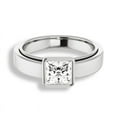 thumbnail image 1 of Dash Jewel Princess Cut 1.8 Ct VVS1/D Lab Created Simulated Diamond Ring - 14K White Gold Over Ring - Bezel Set Handmade Diamond Jewellery For Women's - Mid-Century Solitaire Engagement Ring, 1 of 8