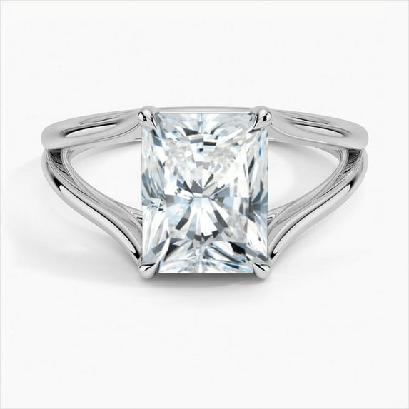 Dash Jewel Prong Set 1.9 Ct Radiant Cut Diamond Rings - 14K Silver Rings for Her - Solitaire Engagement Ring with Side Stones - Diamond Jewelry for Birthday Gift - Daily Wear Fine Jewelry for Her