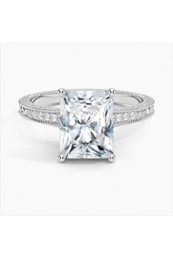 Radiant Cut 2 Ct Excellent Diamond Rings - 14K White Gold Plated Wedding Anniversary Rings - Engagement Promise Rings for Women's - Christmas Special Gift for Her - Daily Wear Fine Rings