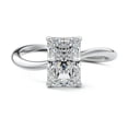 thumbnail image 1 of Dash Jewel Radiant Cut 2 Ct Lab Created Diamond Engagement Ring - Stamped 14k White Gold Over Women's Ring for Her - Wave Shank Diamond Ring for Women's - Hidden Halo Diamond Stackable Ring, 1 of 7