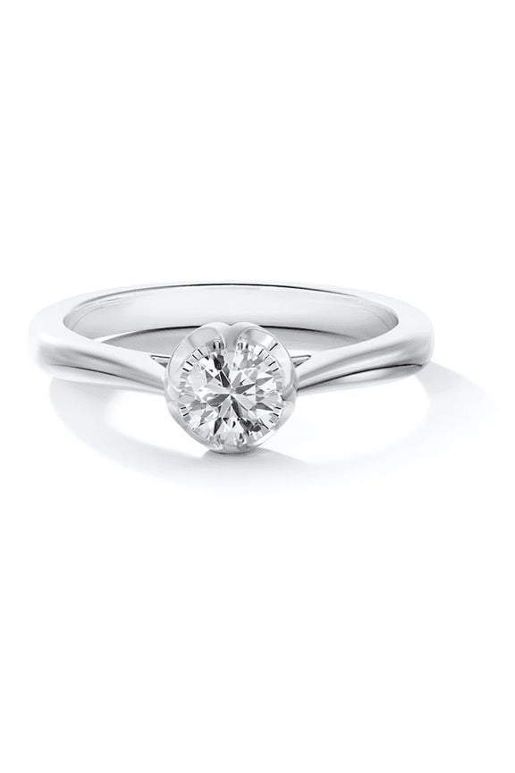 Round Cut 1.4 Ct Lab Created Diamond Wedding Ring - 14k White Gold Over Engagement Ring - Wedding Anniversary Ring - Floral Wedding Anniversary Ring - Promise Wedding Gift