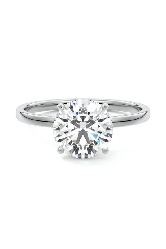 Round Cut Brilliant 2 Ct Diamond Ring For Women's - Silver 14K White Gold Plated Rings for Women's - Simple Solitaire Rings for Women's - 4 Prong Set Delicate Anniversary Rings for Wife