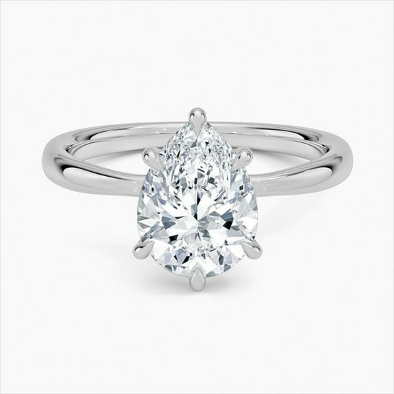 Dash Jewel Silver 14K White Gold Over Rings - Pear Cut Excellent 2 Ct Diamond Rings For Women's - Simple Engagement Wedding Solitaire Rings for Women's - Solo Stone Diamond Rings for Women's