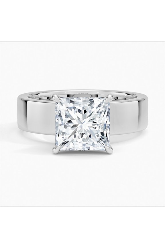 Silver 14K White Gold Plated Rings - 2 Ct VVS1/D Princess Cut Lab Created Simulated Diamond Rings - Engagement Hidden Halo Rings for Women's - Ever & Ever Halo-Style Engagement Rings