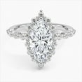 thumbnail image 1 of Dash Jewel Silver 14K White Gold Plated Rings for Her - Marquise Cut Excellent 2.1 Ct Diamond Engagement Rings for Her - Solitaire with Accent Diamond Rings for Women's - Halo Diamond Ring for Her, 1 of 6