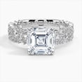thumbnail image 1 of Dash Jewel Silver 14K White Gold Over Ring - Cluster Diamond Rings - 1.9 Ct VVS1/D Asscher Cut Lab Created Simulated Diamond Ring - Multi Diamond Rings for Her - Floral Diamond Rings for Her, 1 of 6