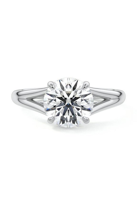 Stamped 14K White Gold Plated Diamond Ring - Brilliant Round Cut 1.6 Ct Lab Created Diamond Split Shank Anniversary Ring for Her - Anniversary Gifts On Clearance - Diamond Ring On Sale