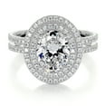 thumbnail image 1 of Dash Jewel Stunning 1.6 Ct Round Cut Diamond Double Halo Wedding Ring - Lab-Created Simulated Diamond - 14K White Gold Plated Prong Setting - Perfect Engagement Ring for Women & Special Occasions, 1 of 3