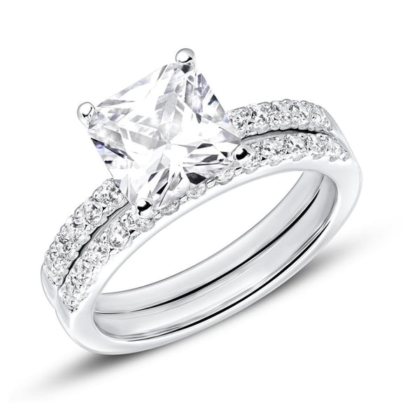 Dash Jewel Timeless 2.1 Ct Round Cut Diamond Engagement Ring - Crafted with Lab-Created Simulated Diamond in 14K White Gold Plated - Ideal for Weddings- Anniversaries- and Gift for Her