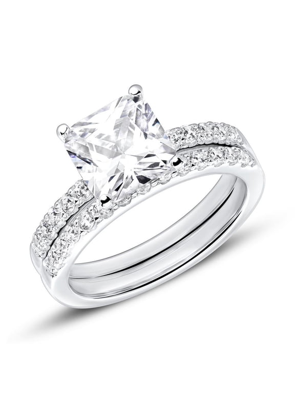 Timeless 2.1 Ct Round Cut Diamond Engagement Ring - Crafted with Lab-Created Simulated Diamond in 14K White Gold Plated - Ideal for Weddings- Anniversaries- and Gift for Her