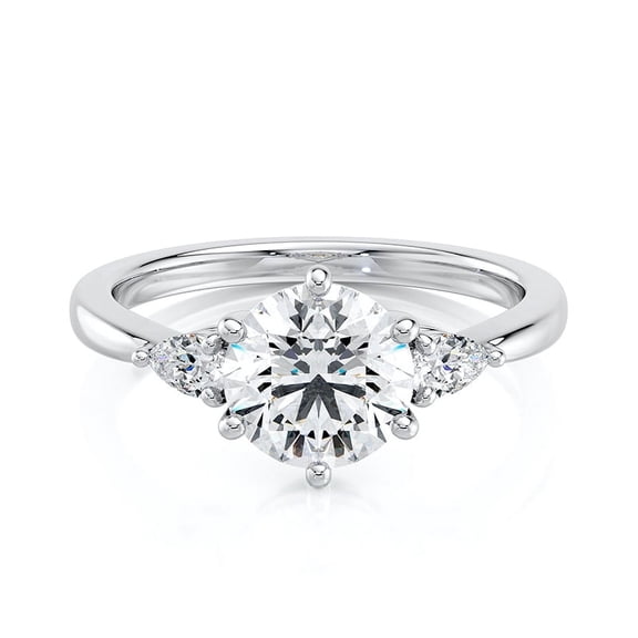 Dash Jewel Wedding Diamond Ring - White Gold Plated 14K Diamond Ring - Round Cut Brilliant 2 Ct Diamond Ring For Women's - Solitaire Diamond Ring - Hidden Halo Diamond Rings for Mom