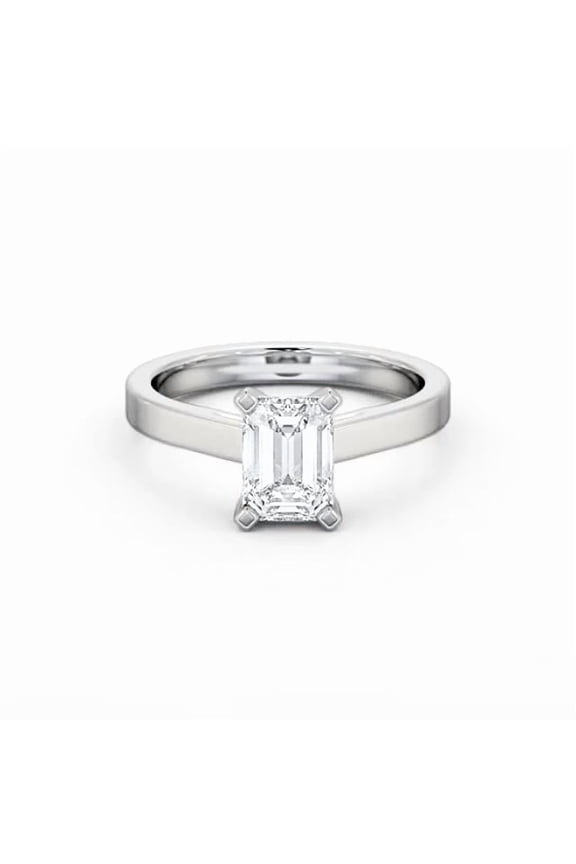 Wedding Ring for Her – 1.8 Ct Emerald Cut Lab Created Diamond Engagement Ring – 14K White Gold Plated Cathedral Style Ring – Add Sparkle to Her Treasured Jewelry Set