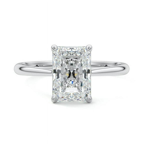 Dash Jewel Wedding Rings - Silver 14K White Gold Plated Rings - Radiant Cut Excellent 2.1 Ct Diamond Rings For Women's - Simple Diamond Rings for Women's - Solo Stone Diamond Rings for Women's