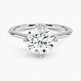 thumbnail image 1 of Dash Jewel White Gold Over 14K Silver Diamond Ring - Brilliant 2 Ct Round Cut Diamond Ring - Solitaire with Accent Diamond Rings for Women's - Unique Prongs Rings for Women's - Anniversary Gifts, 1 of 6