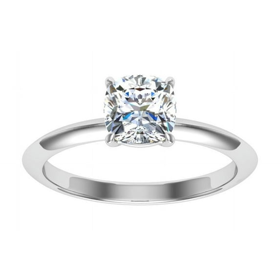 Dash Jewelry 1.4 Ct Cushion Cut Moissanite Engagement Ring - 14K White Gold Plated Delicate Solitaire Design for Women - Unique Gift for Her - Striking Style for Creating Lasting Memories
