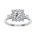 thumbnail image 1 of Dash Jewelry 1.7 Ct Princess Cut Moissanite Ring - 14K White Gold Plated - Chic Solitaire with Accents - Alluring Engagement Ring for Women - Heartfelt Gift for Her, 1 of 6
