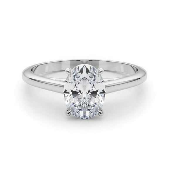 Dash Jewelry 14K White Gold Plated Moissanite Wedding Ring - Oval Cut 1.9 Ct Moissanite Wedding Ring - Solitaire Women's Rings - Simple Moissanite Ring - Birthday Gift - Daily Wear Moissanite Ring